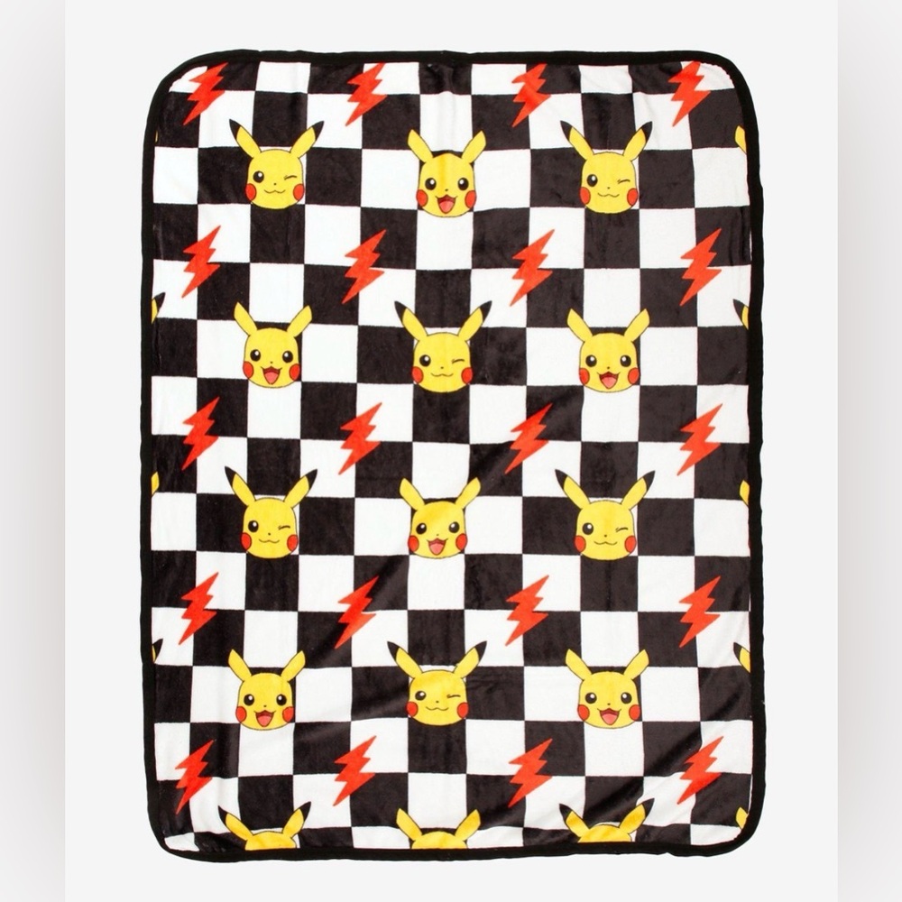 Pokémon Pikachu Checkered Throw Blanket- New
